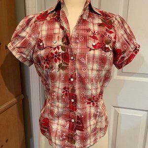 Johnny Was Western Puff Sleeve Blouse